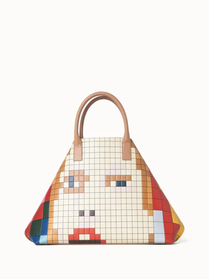 Medium Ai Messenger Bag In Leather With 3D Drei Teile Print Multicolor Women Akris Top Handle Bags