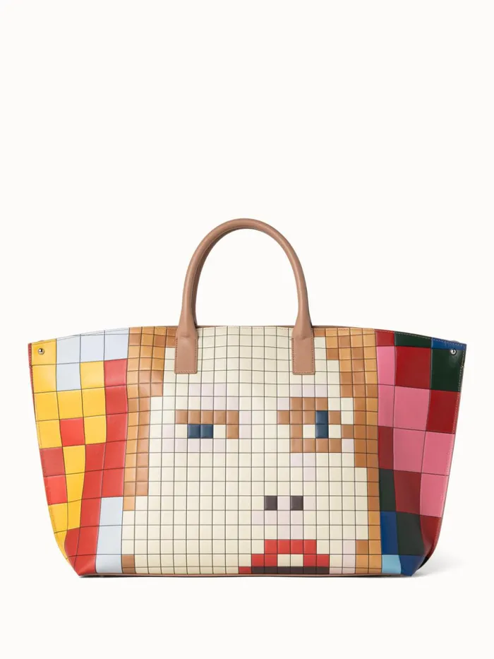 Medium Ai Messenger Bag In Leather With 3D Drei Teile Print Multicolor Women Akris Top Handle Bags