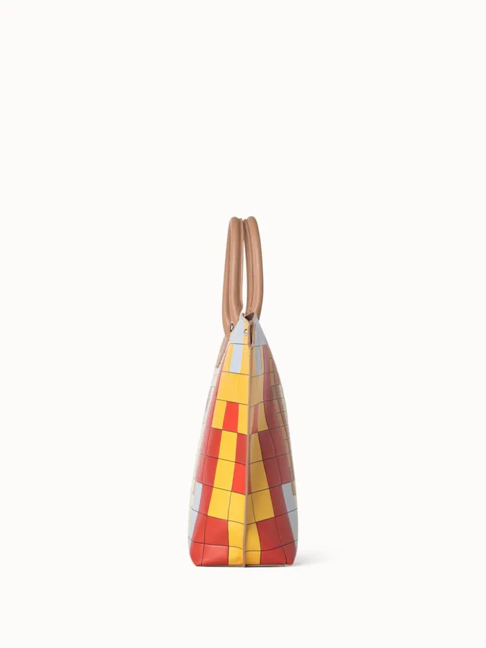 Medium Ai Messenger Bag In Leather With 3D Drei Teile Print Multicolor Women Akris Top Handle Bags