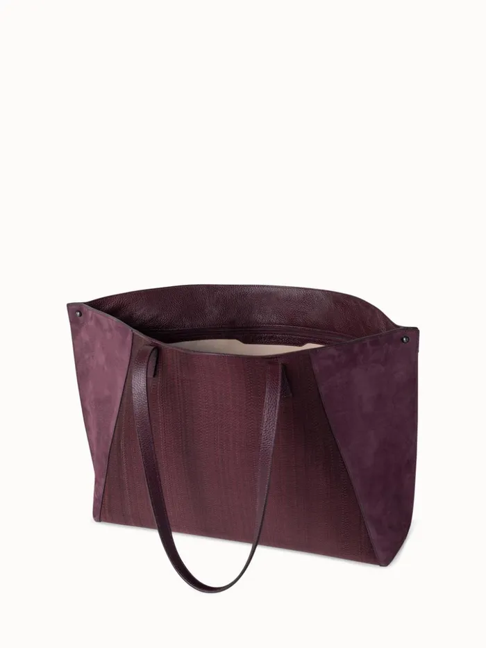 Medium Ai Shoulder Bag In Horsehair And Leather Burgundy Women Akris Tote Bags