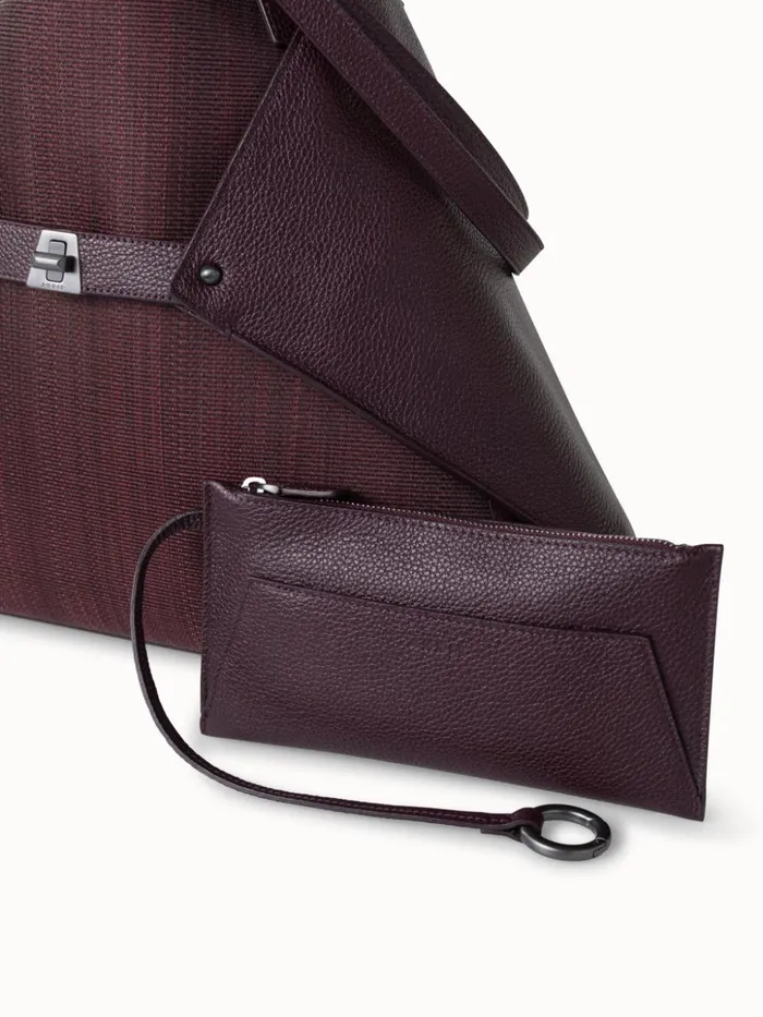 Medium Ai Shoulder Bag In Horsehair And Leather Burgundy Women Akris Tote Bags