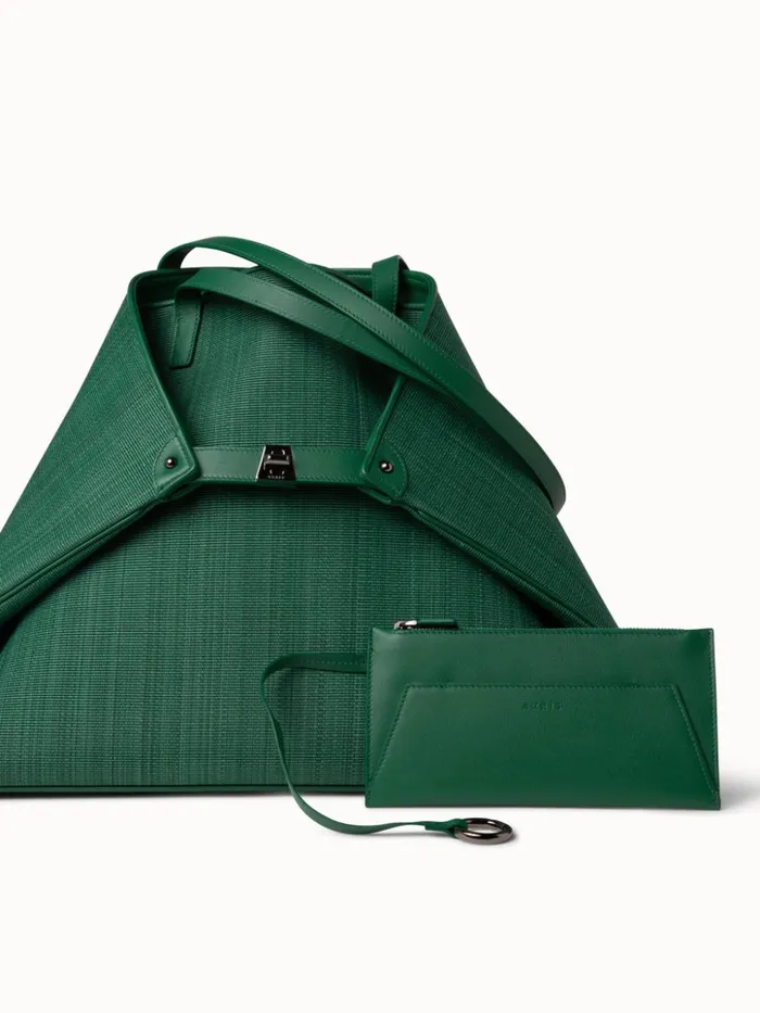 Medium Ai Shoulder Bag In Horsehair Fabric Aloe Women Akris Shoulder Bags