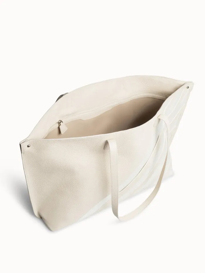 Medium Ai Shoulder Bag In Leather With Horsehair Stripes Stuccowhite Women Akris Shoulder Bags