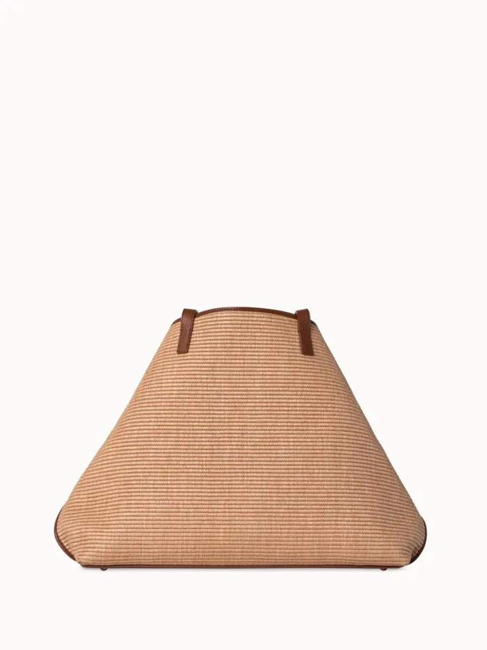 Medium Ai Shoulder Bag In Raffia With Leather Trim Camelcaramel Women Akris Shoulder Bags