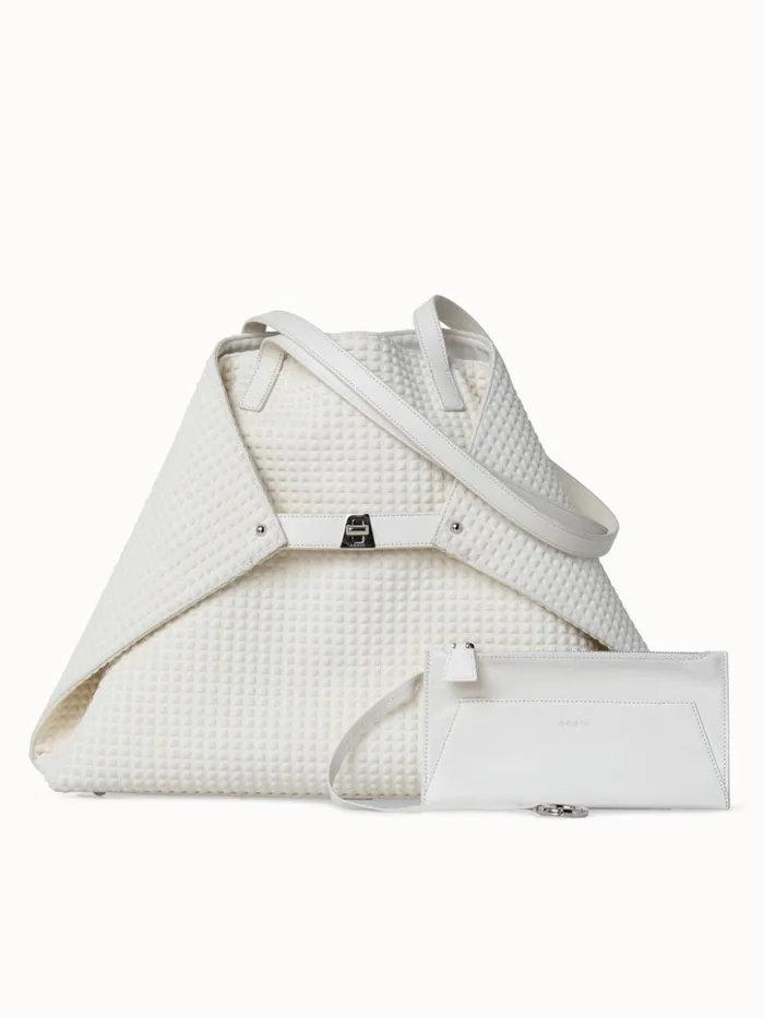 Medium Ai Shoulder Bag In Techno Trapezoid Fabric White Women Akris Shoulder Bags