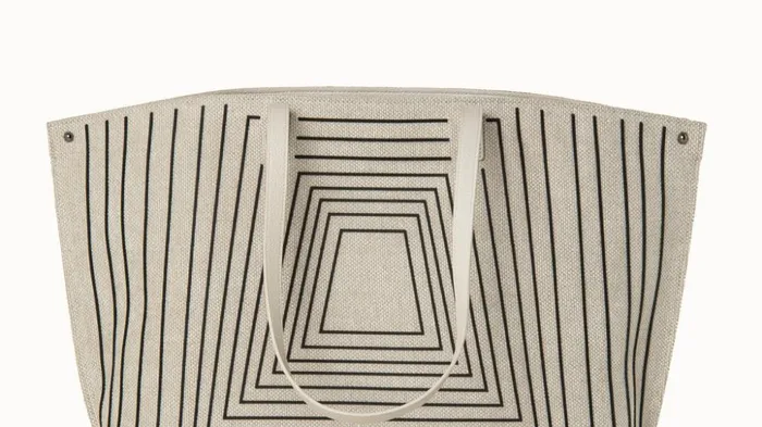 Medium Ai Shoulder Bag In Trapezoid Square On Canvas Alabasterblack Women Akris Shoulder Bags