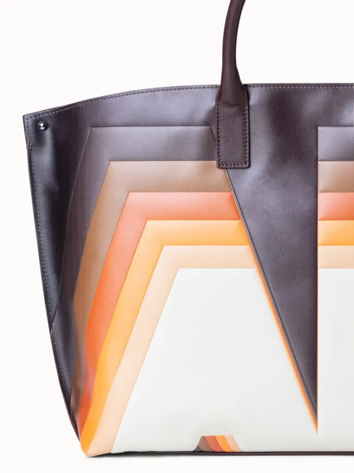 Medium Ai Top Handle Bag In Leather With 3D Superimposed Letters Print Multicolor Women Akris Top Handle Bags