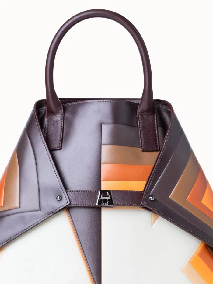 Medium Ai Top Handle Bag In Leather With 3D Superimposed Letters Print Multicolor Women Akris Top Handle Bags