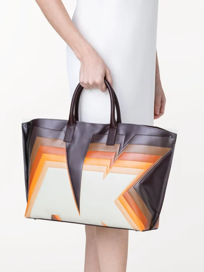 Medium Ai Top Handle Bag In Leather With 3D Superimposed Letters Print Multicolor Women Akris Top Handle Bags