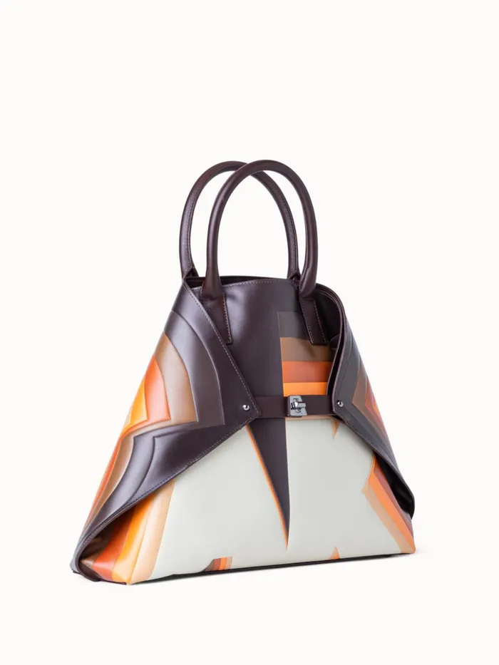 Medium Ai Top Handle Bag In Leather With 3D Superimposed Letters Print Multicolor Women Akris Top Handle Bags