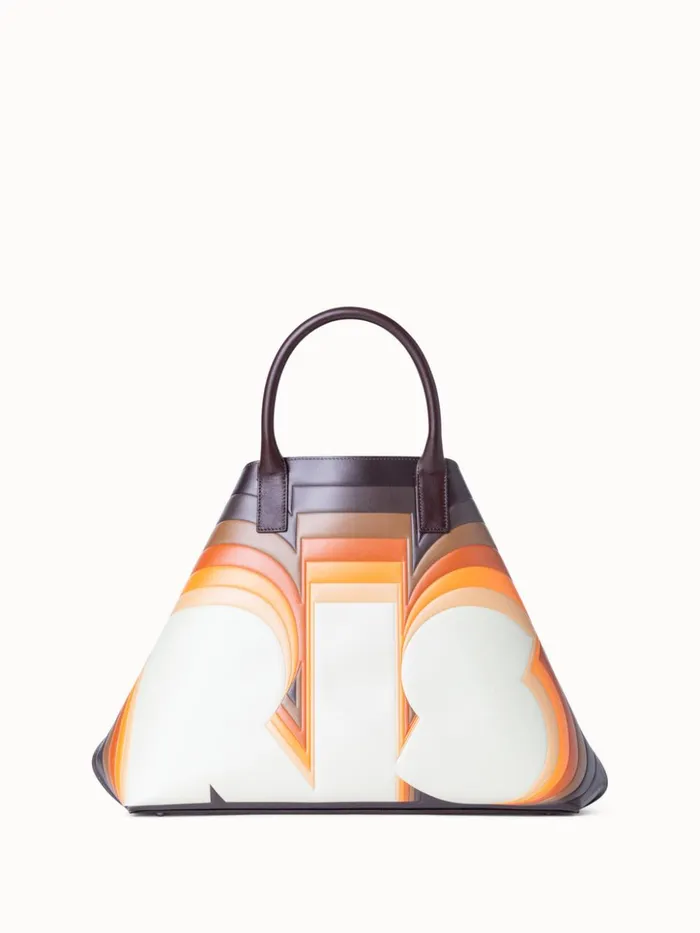 Medium Ai Top Handle Bag In Leather With 3D Superimposed Letters Print Multicolor Women Akris Top Handle Bags