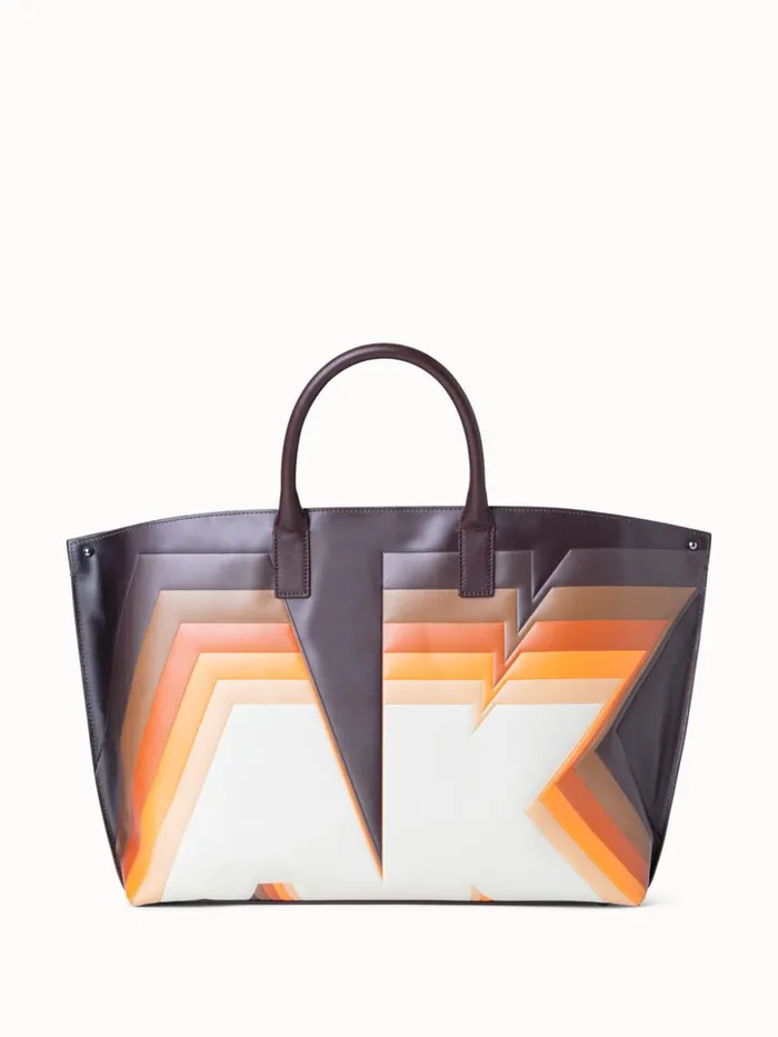 Medium Ai Top Handle Bag In Leather With 3D Superimposed Letters Print Multicolor Women Akris Top Handle Bags