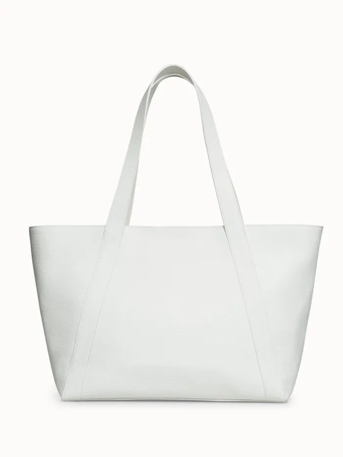 Medium Leather Zip Tote Bag Hite Women Akris Tote Bags