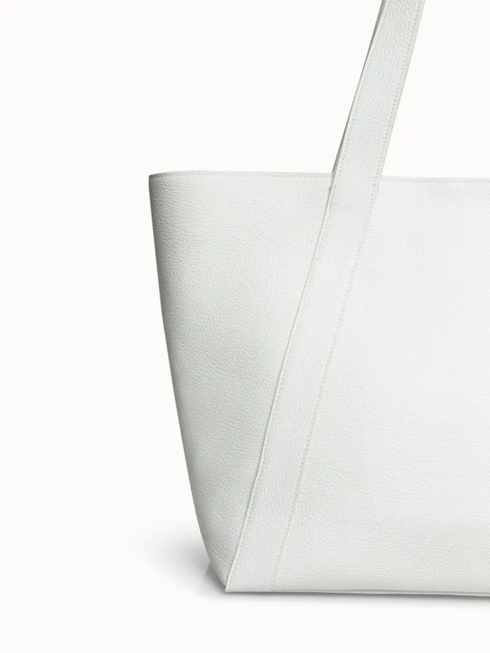 Medium Leather Zip Tote Bag Hite Women Akris Tote Bags