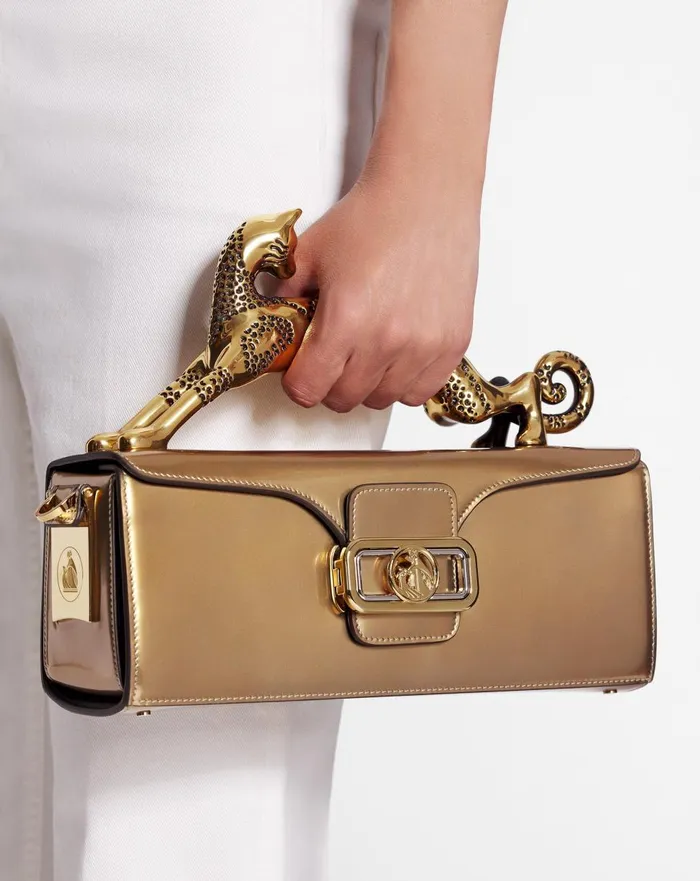 Medium Pencil Cat Bag In Metallic Leather Gold Women Lanvin Tote Bags and Top Handle Bags
