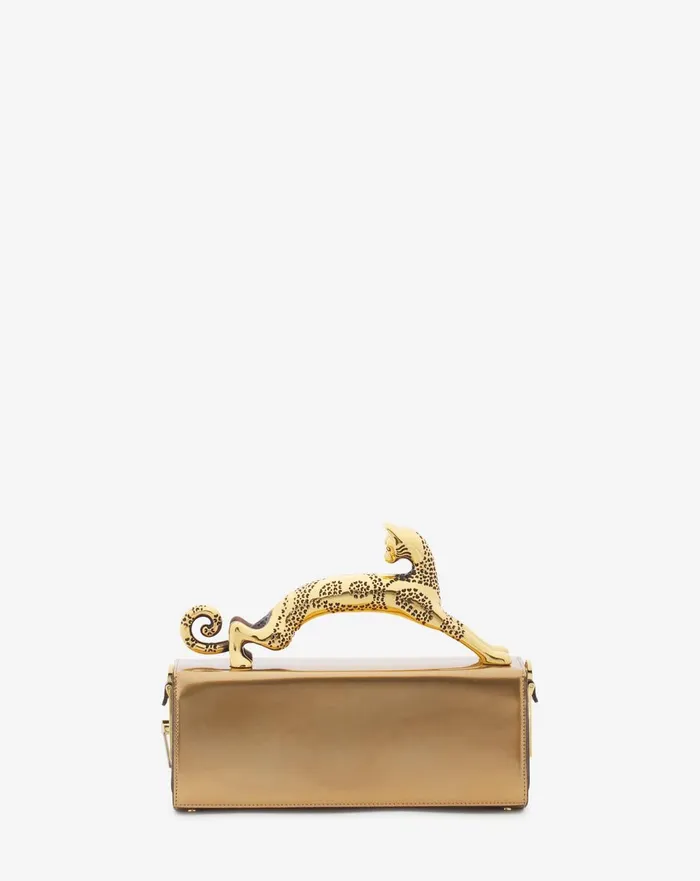 Medium Pencil Cat Bag In Metallic Leather Gold Women Lanvin Tote Bags and Top Handle Bags