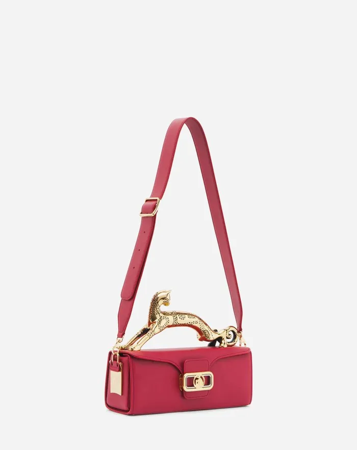 Medium Pencil Cat Leather Bag Burgundy Women Lanvin Tote Bags and Top Handle Bags