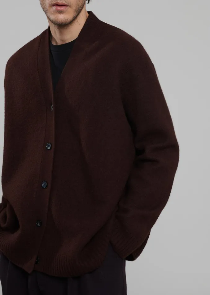 Men Beck Wool Cardigan 8211 Chocolate Plum The Frankie Shop Knitwear