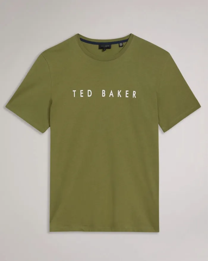 Men BRONI 8211 Short Sleeve Branded TShirt Khaki Ted Baker Tops