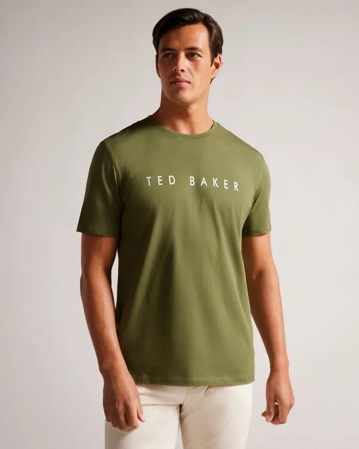 Men BRONI 8211 Short Sleeve Branded TShirt Khaki Ted Baker Tops Men BRONI 8211 Short Sleeve Branded TShirt Khaki Ted Baker Tops