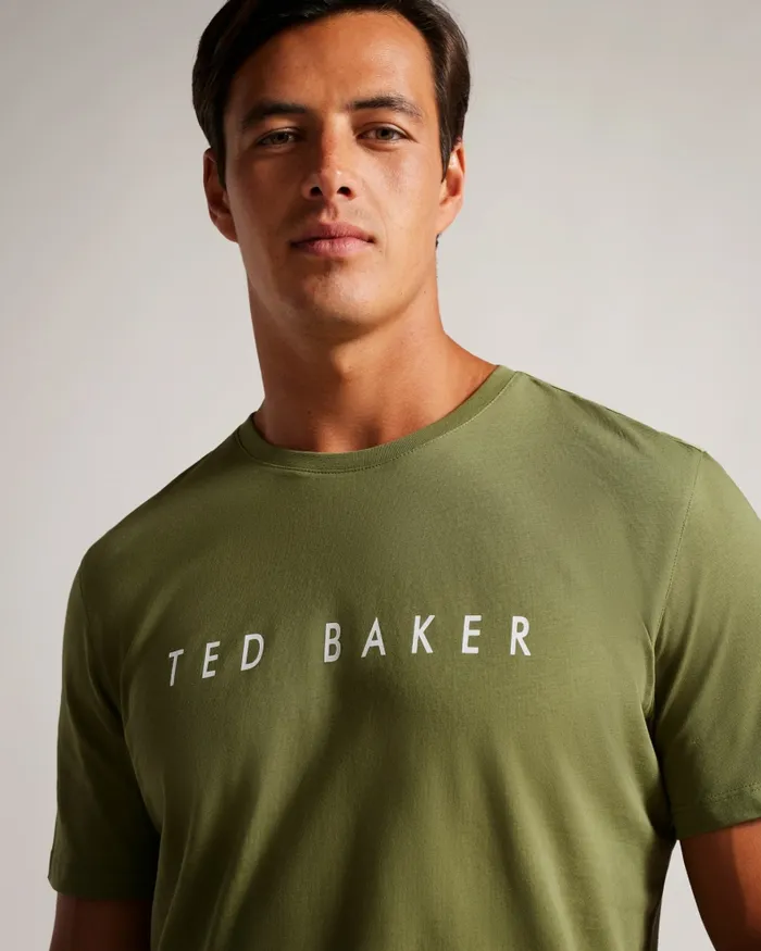 Men BRONI 8211 Short Sleeve Branded TShirt Khaki Ted Baker Tops Men BRONI 8211 Short Sleeve Branded TShirt Khaki Ted Baker Tops