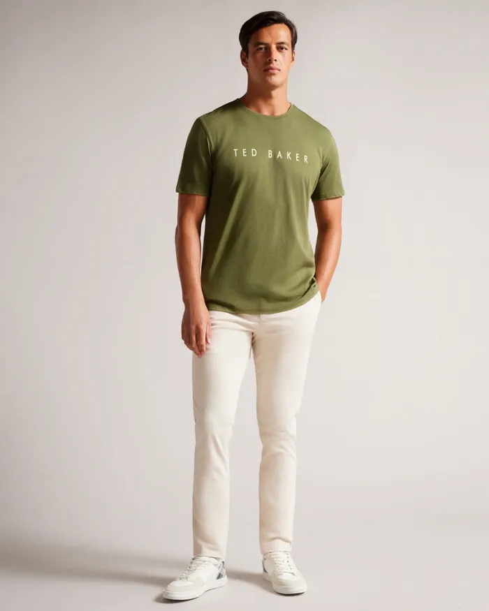 Men BRONI 8211 Short Sleeve Branded TShirt Khaki Ted Baker Tops Men BRONI 8211 Short Sleeve Branded TShirt Khaki Ted Baker Tops