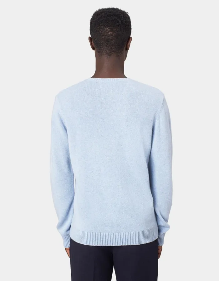 Men Classic Merino Wool Crew Polar Blue Colorful Standard Knit Sweaters