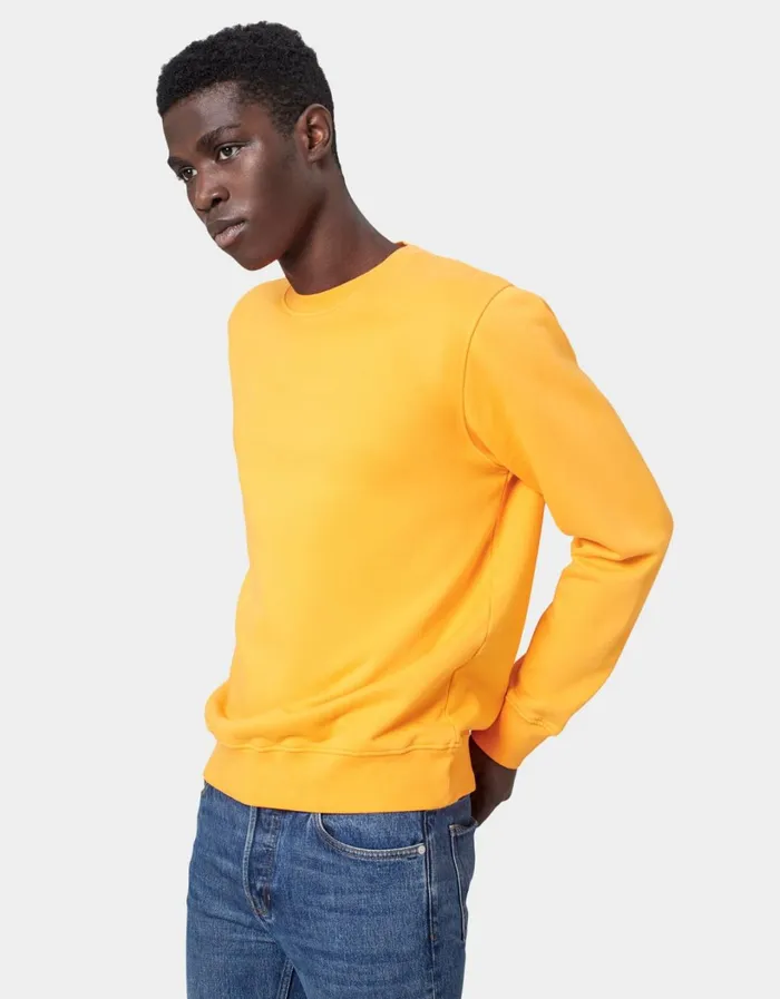 Men Classic Organic Crew Deep Black Colorful Standard Crewneck Sweatshirts