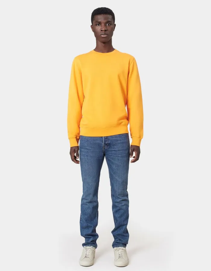 Men Classic Organic Crew Deep Black Colorful Standard Crewneck Sweatshirts