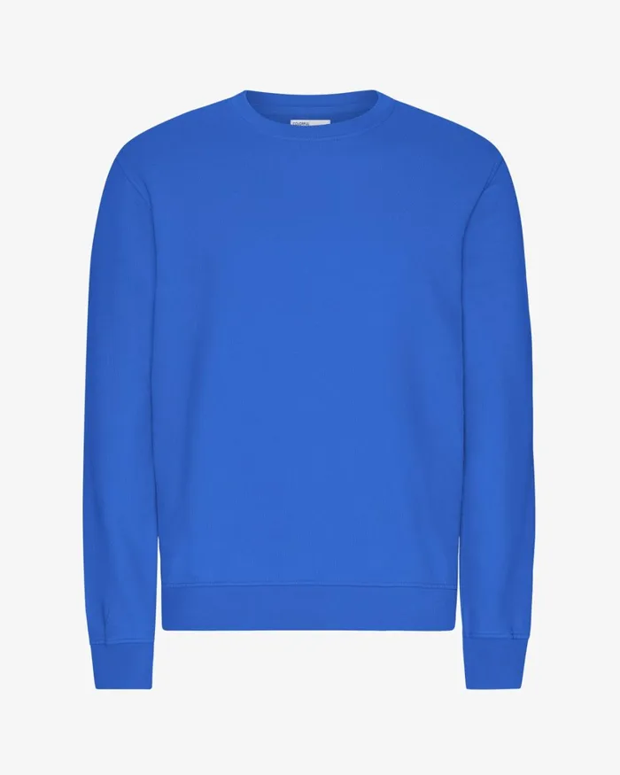 Men Classic Organic Crew Sapphire Blue Colorful Standard Crewneck Sweatshirts