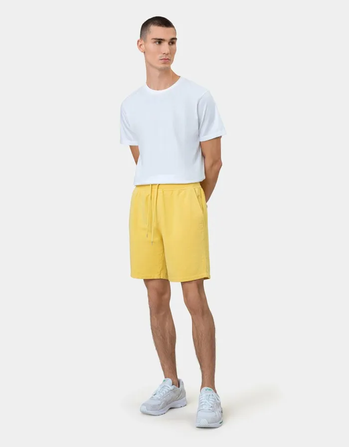 Men Classic Organic Sweatshorts Lemon Yellow Colorful Standard Shorts