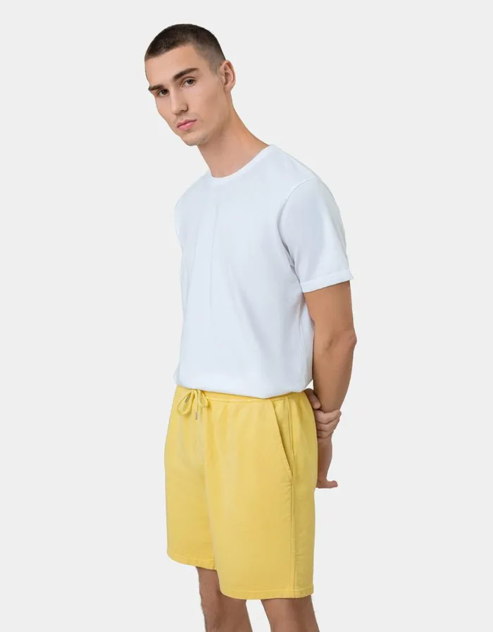 Men Classic Organic Sweatshorts Lemon Yellow Colorful Standard Shorts