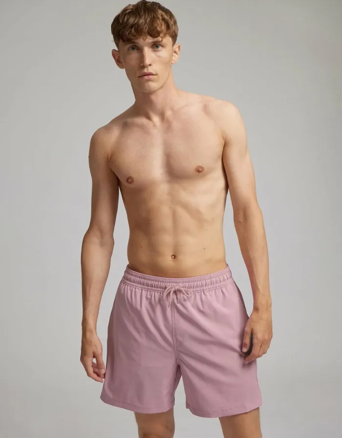 Men Classic Swim Shorts Deep Black Colorful Standard Shorts