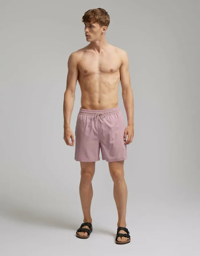 Men Classic Swim Shorts Deep Black Colorful Standard Shorts
