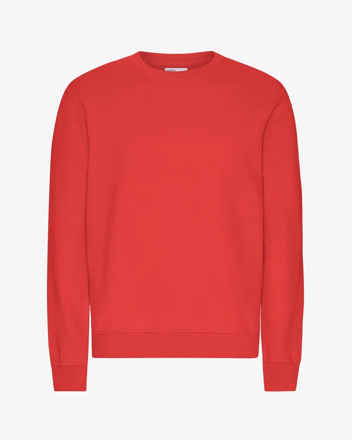 Men Colorfulstandard Classic Organic Crew 8211 Red Tangerine Crewneck Sweatshirts