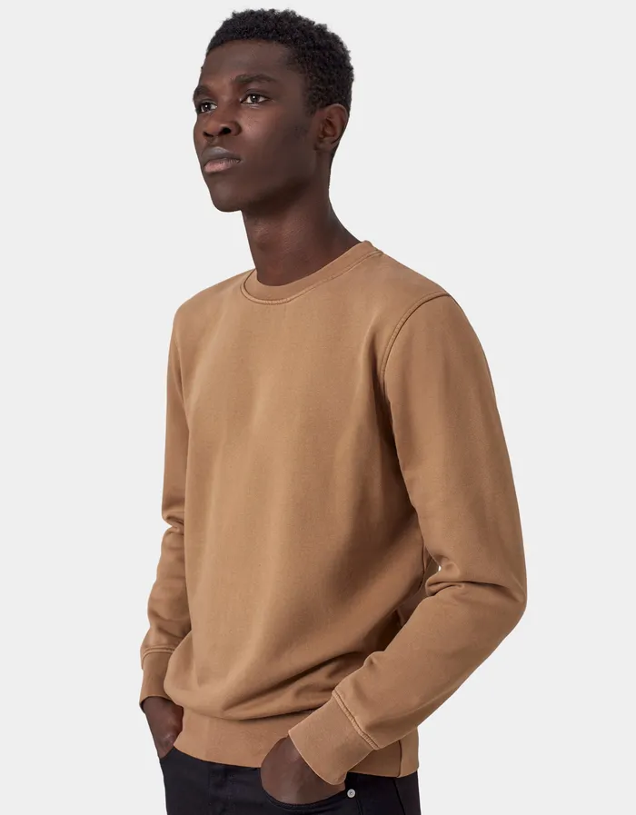 Men Colorfulstandard Classic Organic Crew 8211 Red Tangerine Crewneck Sweatshirts