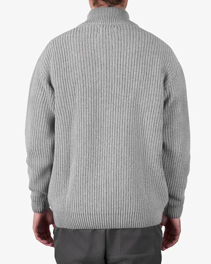 Men Colorfulstandard Merino Quarter Zip 8211 Heather Grey Knit Sweaters