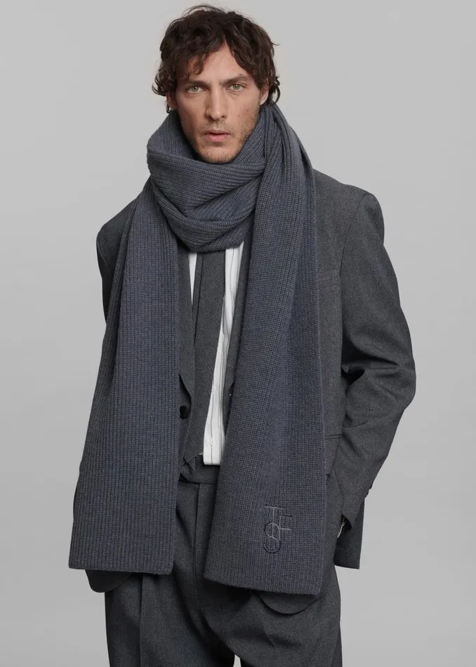 Men Colton Wool Scarf 8211 Grey Melange The Frankie Shop