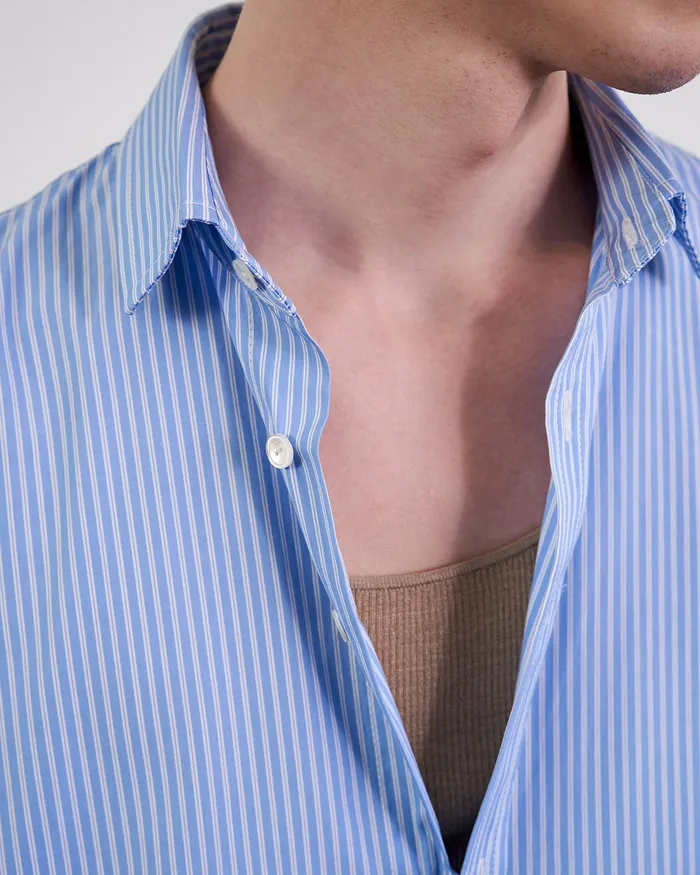 Men CRISTOBAL SHIRT BlueWhite Stripe Shirts Nili Lotan