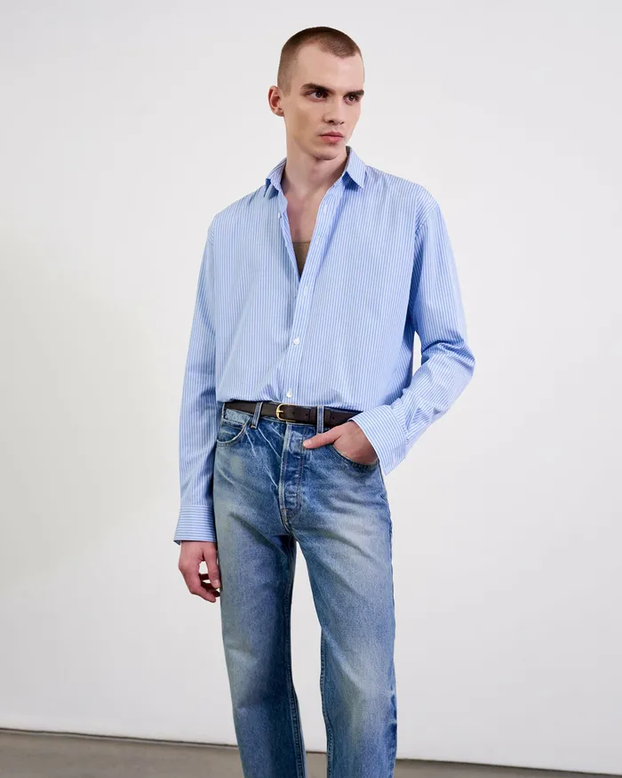 Men CRISTOBAL SHIRT BlueWhite Stripe Shirts Nili Lotan