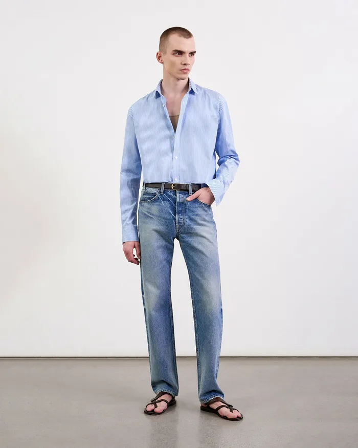 Men CRISTOBAL SHIRT BlueWhite Stripe Shirts Nili Lotan