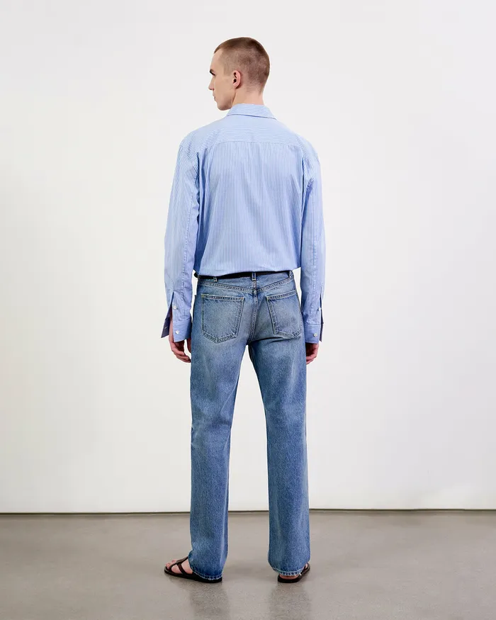 Men CRISTOBAL SHIRT BlueWhite Stripe Shirts Nili Lotan