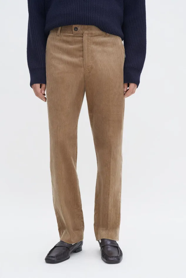 Men Cropped Corduroy Trousers Dark Beige Filippa K Trousers