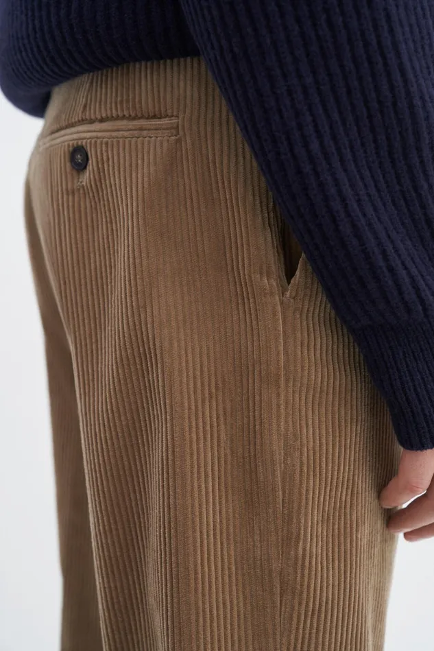 Men Cropped Corduroy Trousers Dark Beige Filippa K Trousers