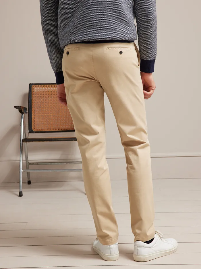 Men Cyrillus Clothing Chino Trousers 6309 Beige Clair Uni