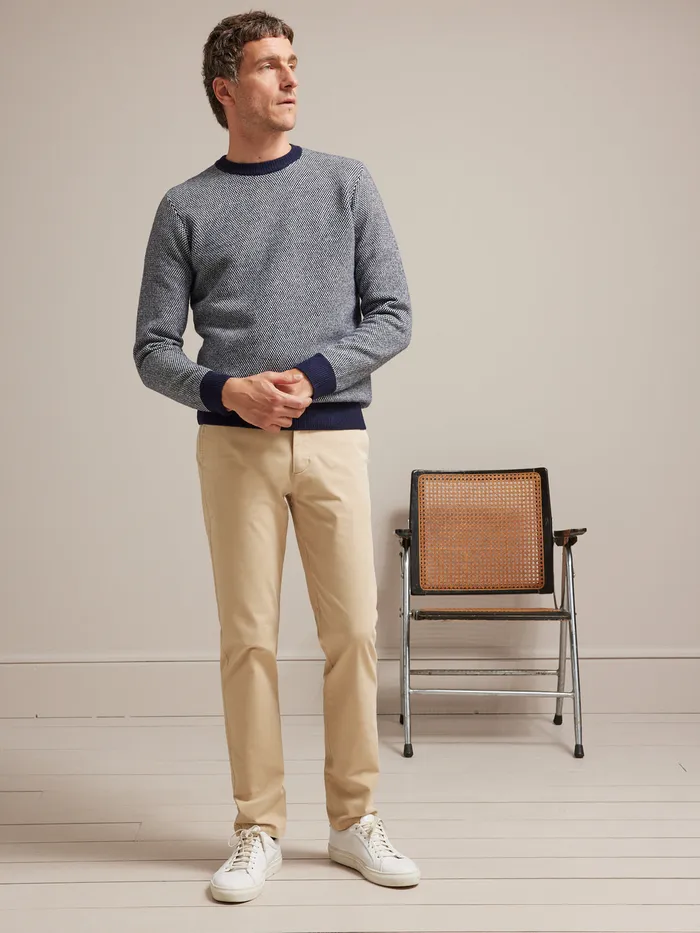 Men Cyrillus Clothing Chino Trousers 6309 Beige Clair Uni