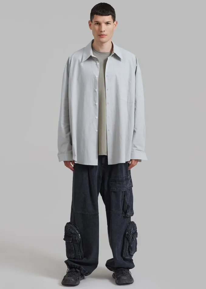 Men Darren Oversized Shirt 8211 Grey The Frankie Shop Tops