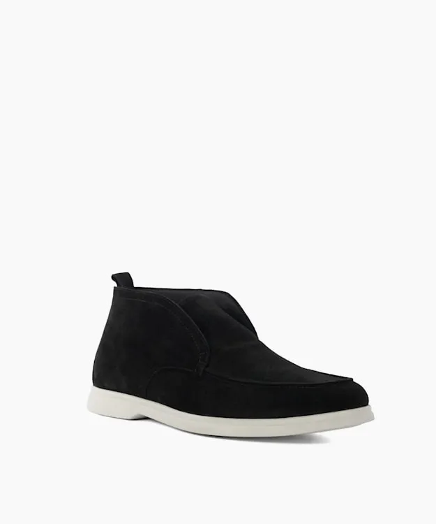 Men Dune London Black Boots Suede Round Toe SlipOn Ankle Boots Black