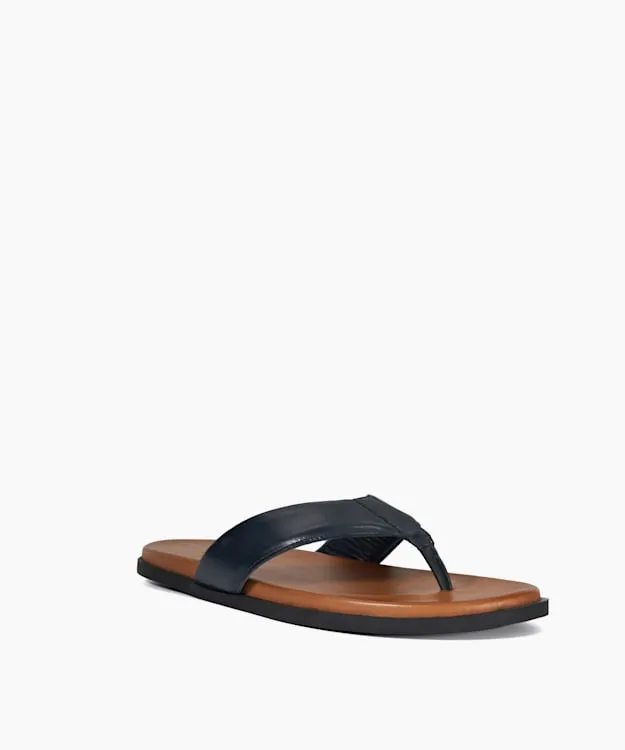 Men Dune London Leather Sandals Leather ToePost Sandals Blue