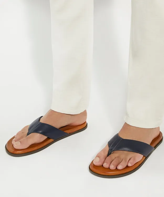 Men Dune London Leather Sandals Leather ToePost Sandals Blue